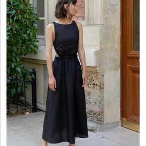 Black linen dress with open back - pixie market